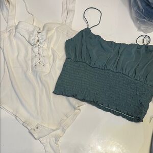 Stylish White and Green Women's Tops urban outfitters